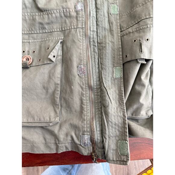 Vintage Y2K Howe military parka mens green jacket studded size M - Picture 11 of 13